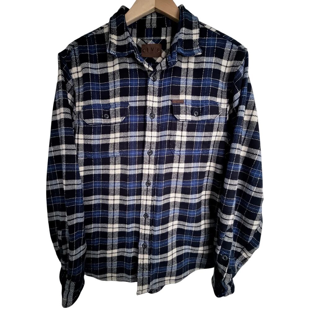 Orvis Plaid Sherpa Lined Flannel Shirt Jacket Mens Medium Blue White